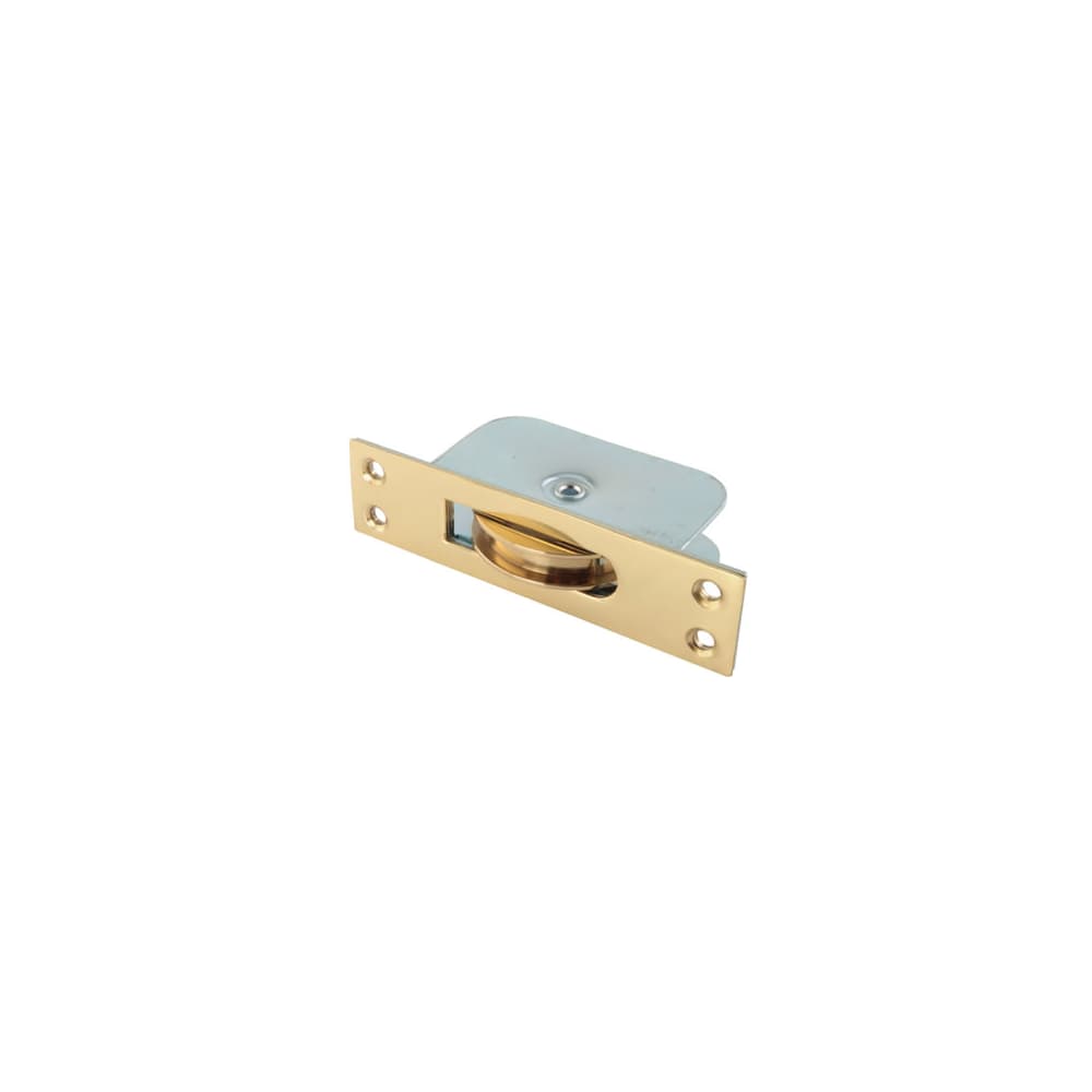 Hampstead Square Large Ball Bearing Sash Window Pulley - 57mm Square Metal Wheel - Polished Brass 
