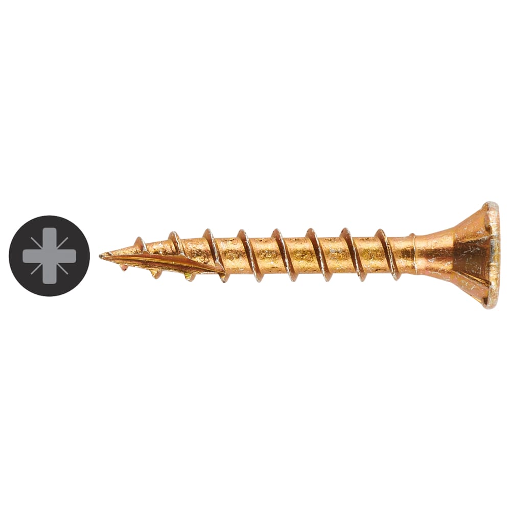 Reisser Cutter Pozi Countersunk Wood Screws Tub - 3.5 x 25mm - Yellow Zinc - Pack of 2000