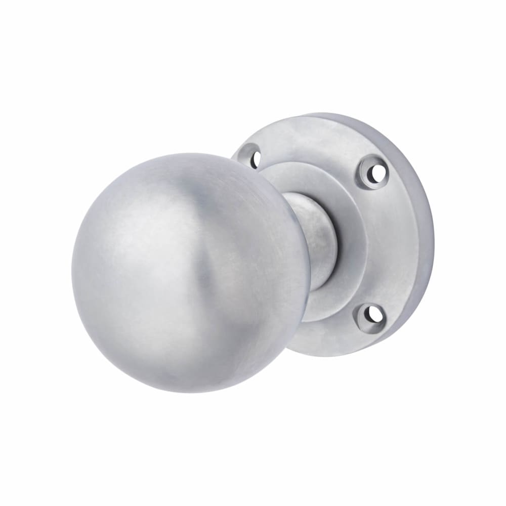 Altro Victorian Ball Mortice Door Knob - 61mm Rose Diameter - Satin Chrome