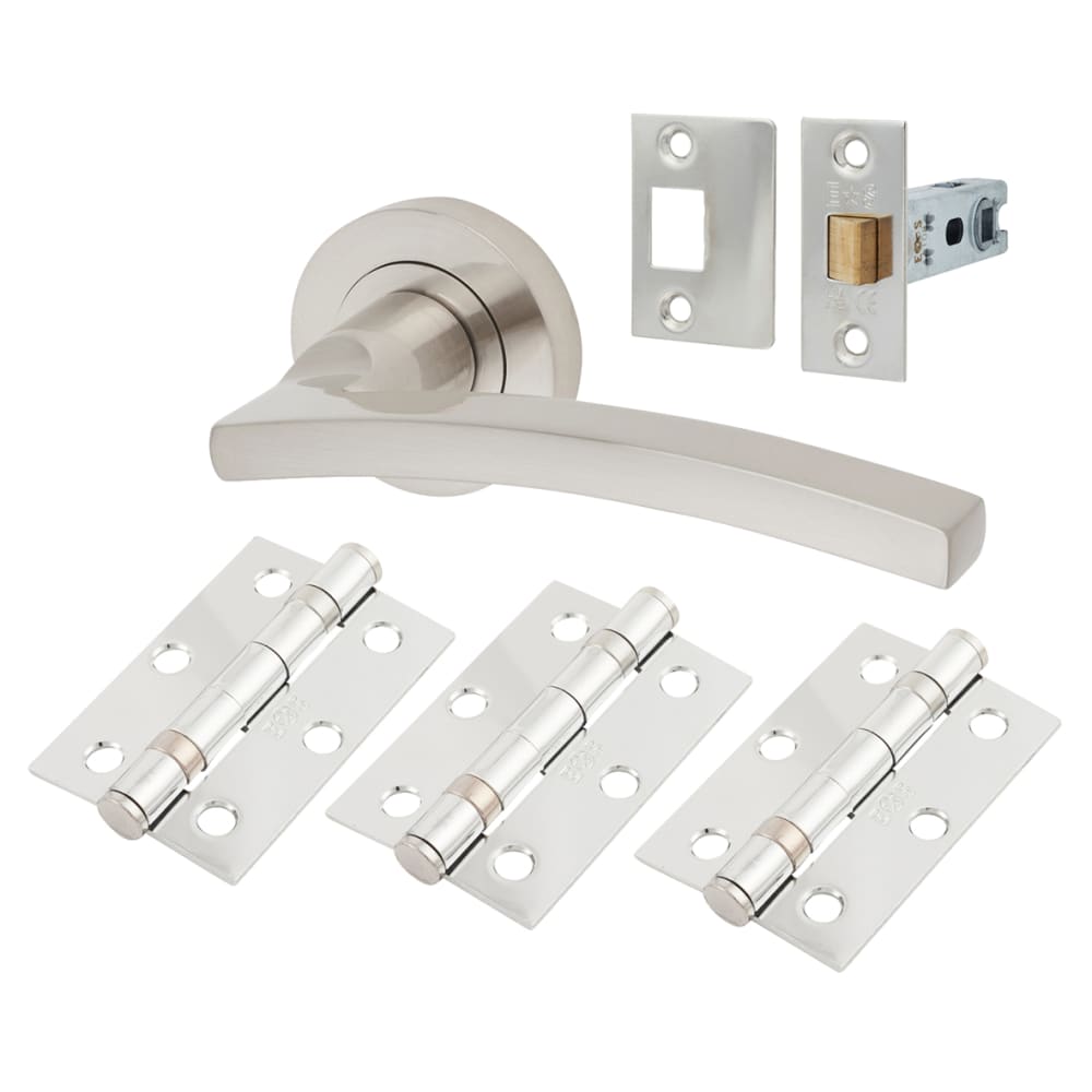 Serozzetta by Carlisle Brass Tavira Latch Door Handle on Rose Ultimate Door Kit - Satin Nickel