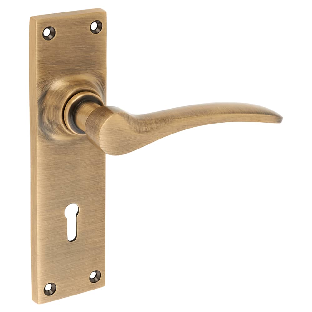 Hampstead Buckingham Lock Door Handle - Keyhole - 152 x 41mm - Antique Brass