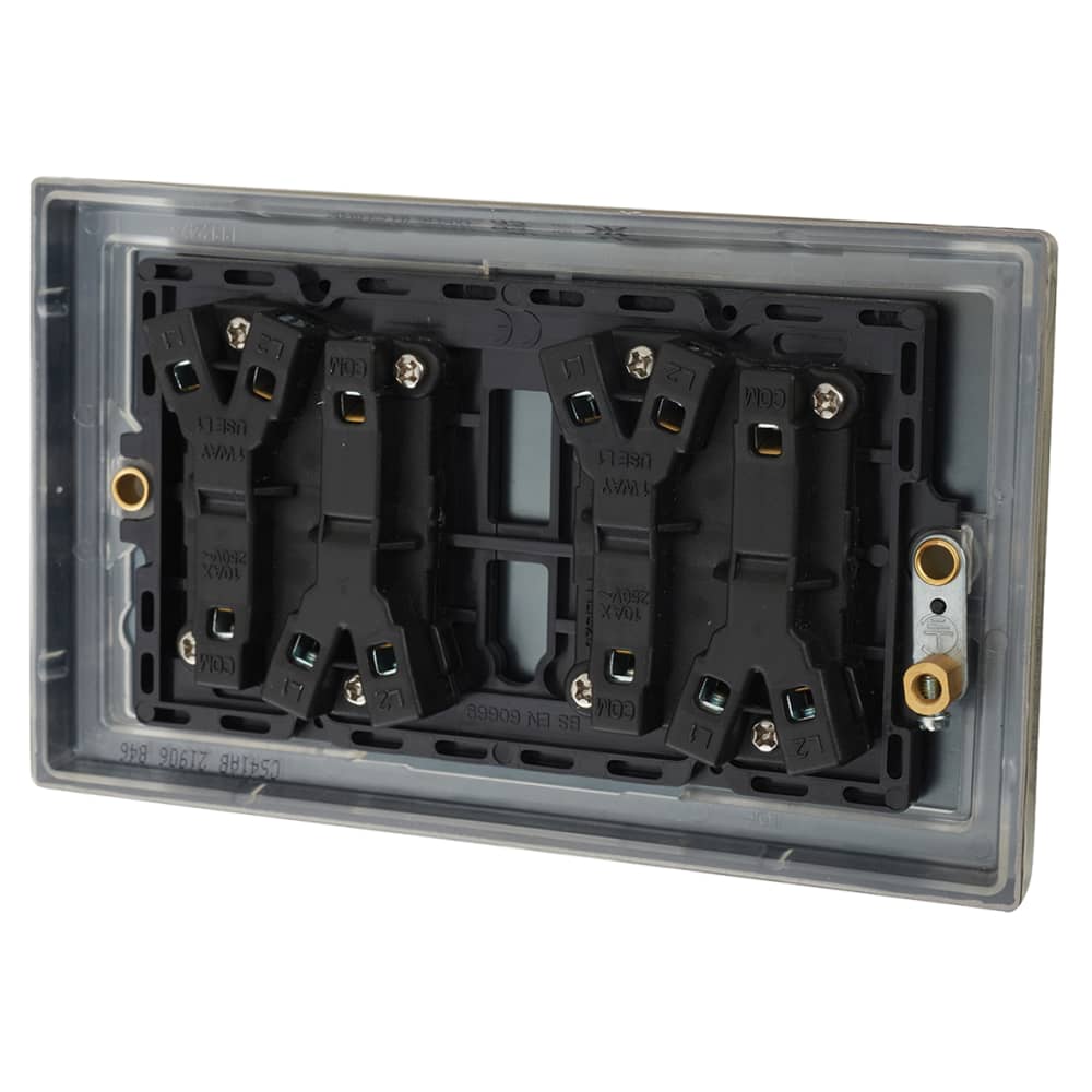 Knightsbridge 10AX 4 Gang 2 Way Light Switch - Antique Brass