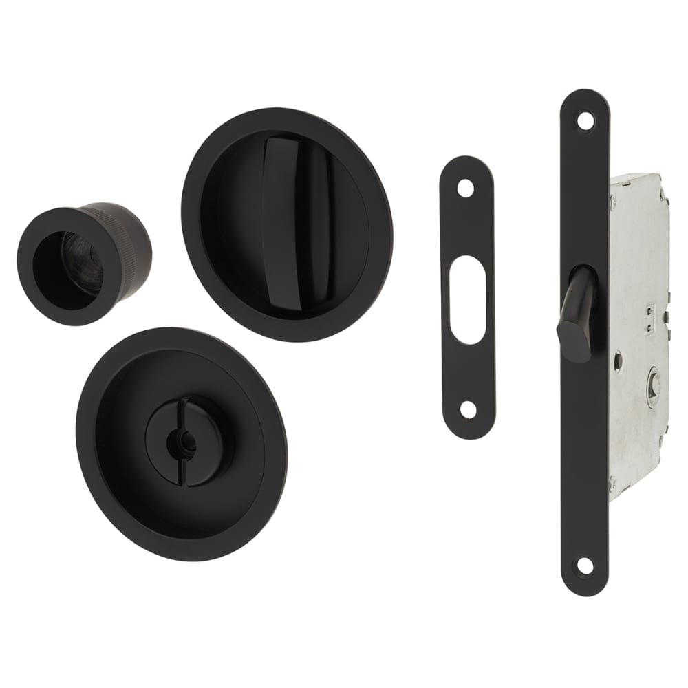 Eclisse Essentials Round Privacy Handle Set with Lock - Matt Black