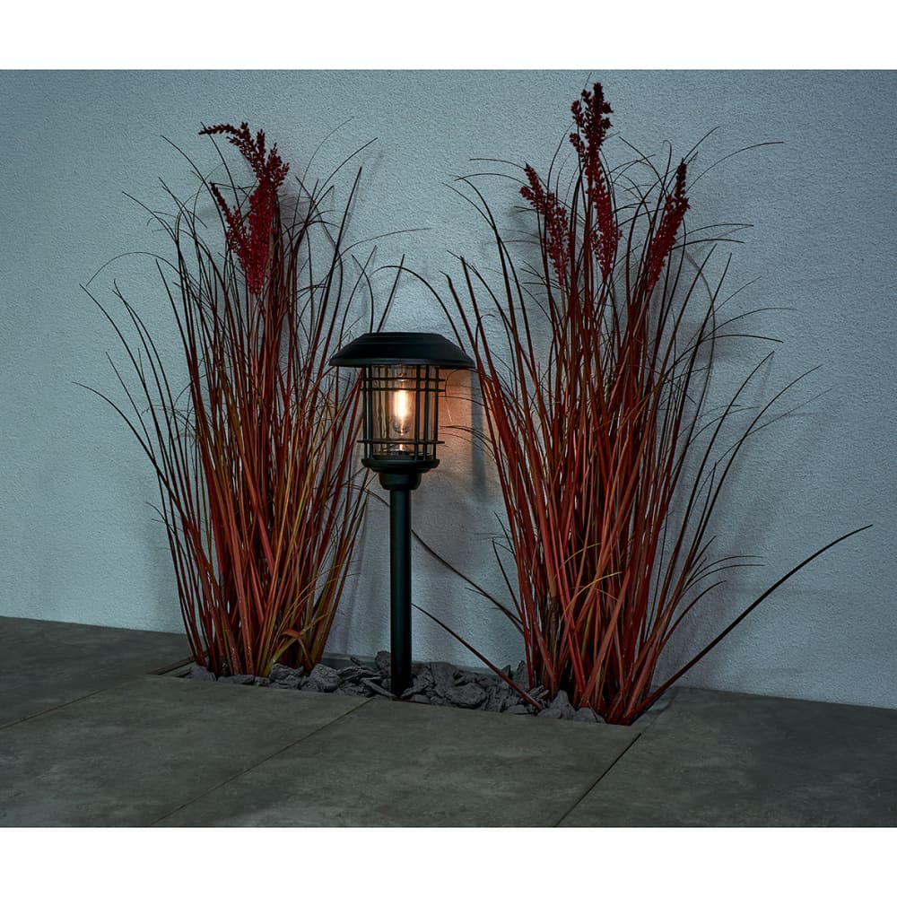 Forum Zink Tanfield LED Solar Bollard Post Light with Spike - IP44 - 3000K Warm White - Black 