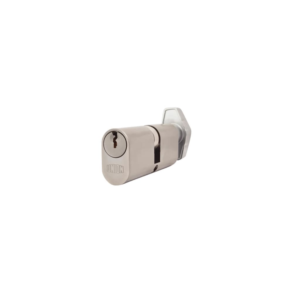 UNION J2X13 Pattern 5 Pin 74mm Oval Thumbturn Cylinder - 37mm Turn + 37mm - Satin Chrome