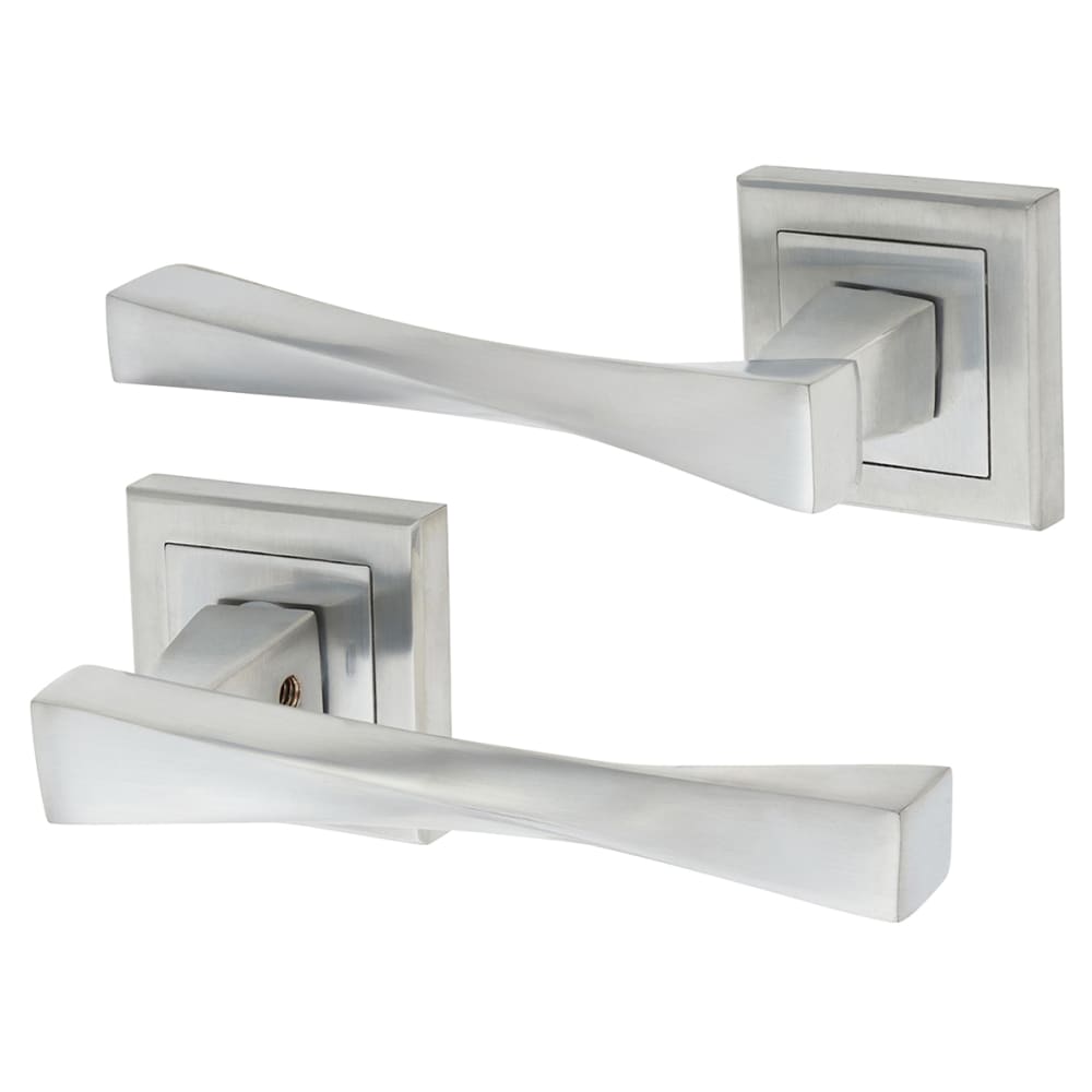 Altro Spirit Door Handle on Square Rose - Satin Chrome