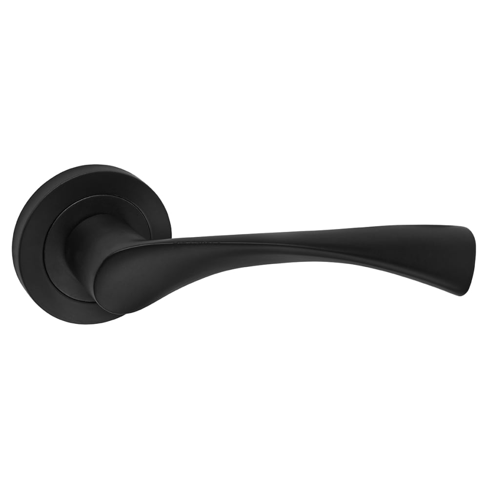 Altro Knightsbridge Door Handle on Rose - Matt Black