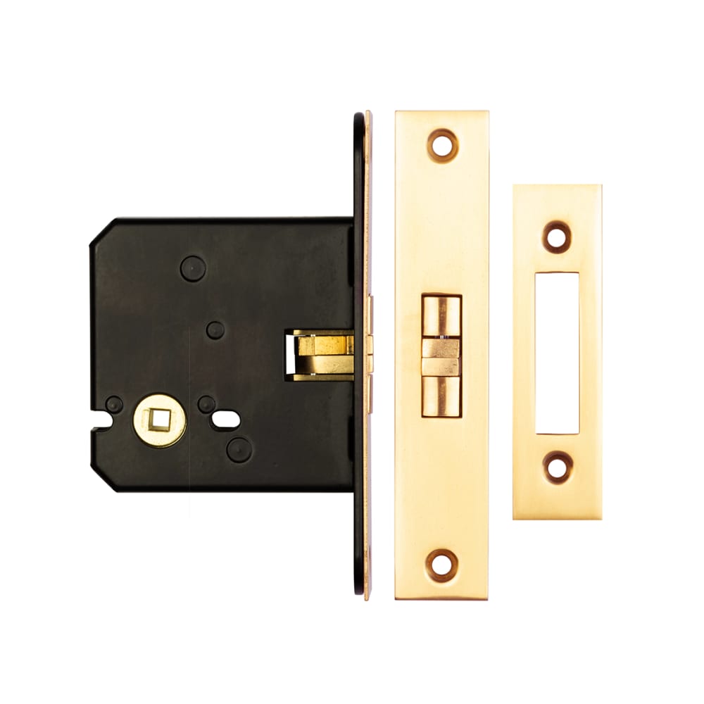Jedo Sliding Door Bathroom Lock - 76mm Case - 56mm Backset - Polished Brass