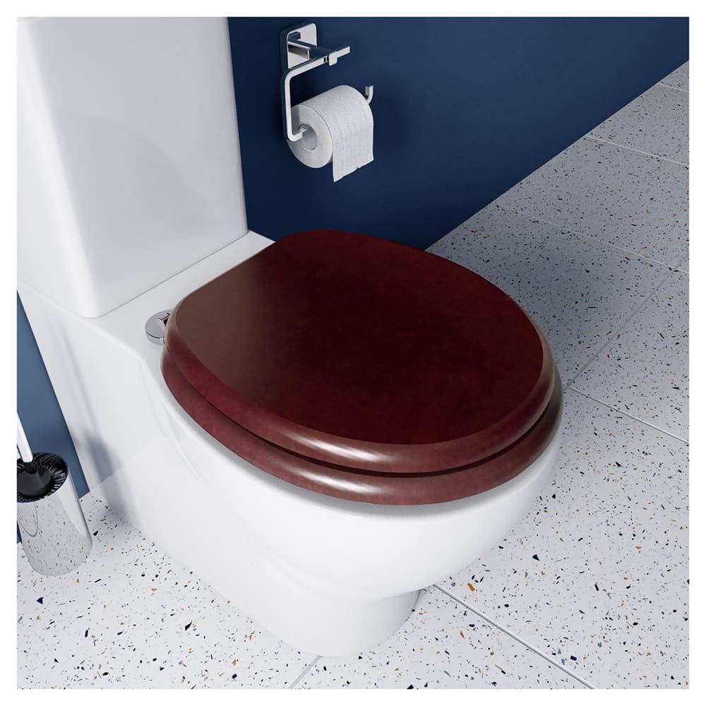 Croydex Davos Flexi-Fix Standard Close Wooden Toilet Seat - Mahogany