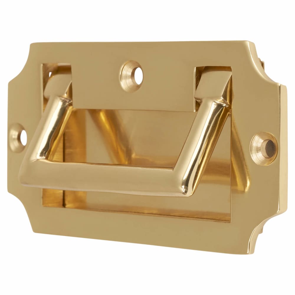 Altro Military Chest Flush Cabinet Pull Handle - 89 x 45mm - Polished Brass