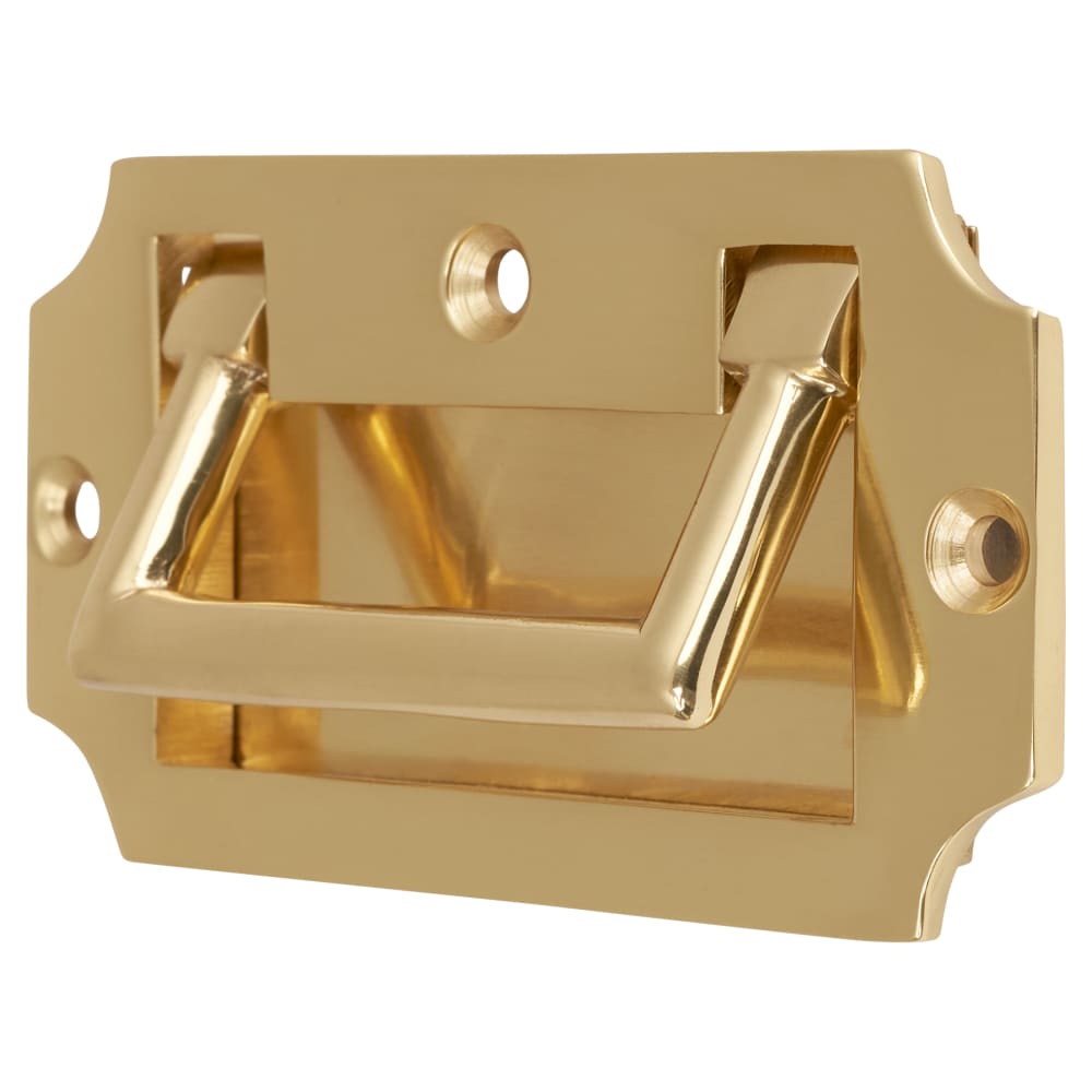 Altro Military Chest Flush Cabinet Pull Handle - 89 x 45mm - Polished Brass