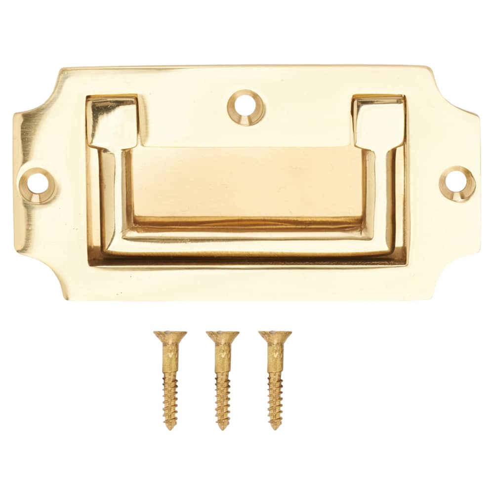 Altro Military Chest Flush Cabinet Pull Handle - 89 x 45mm - Polished Brass