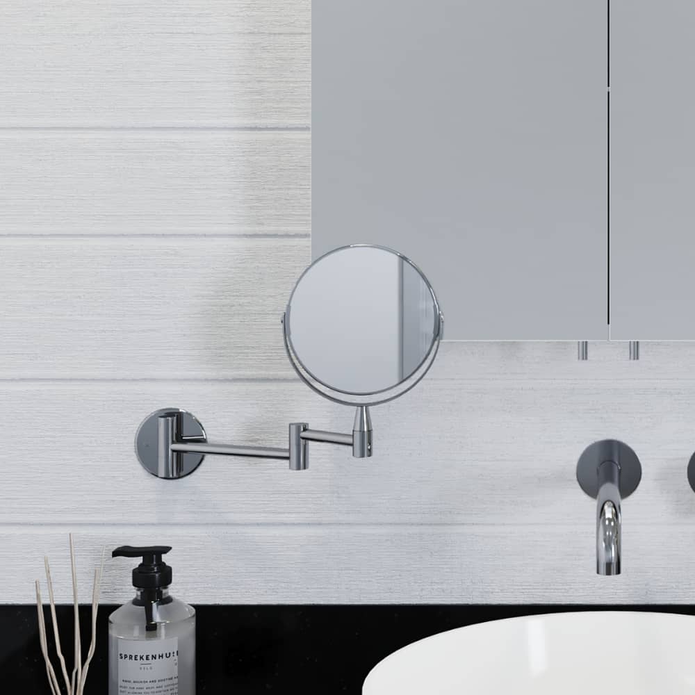Croydex Britannia 2x Magnifying Bathroom Mirror with Extendable Arm - 258 x 290 x 30mm - Chrome