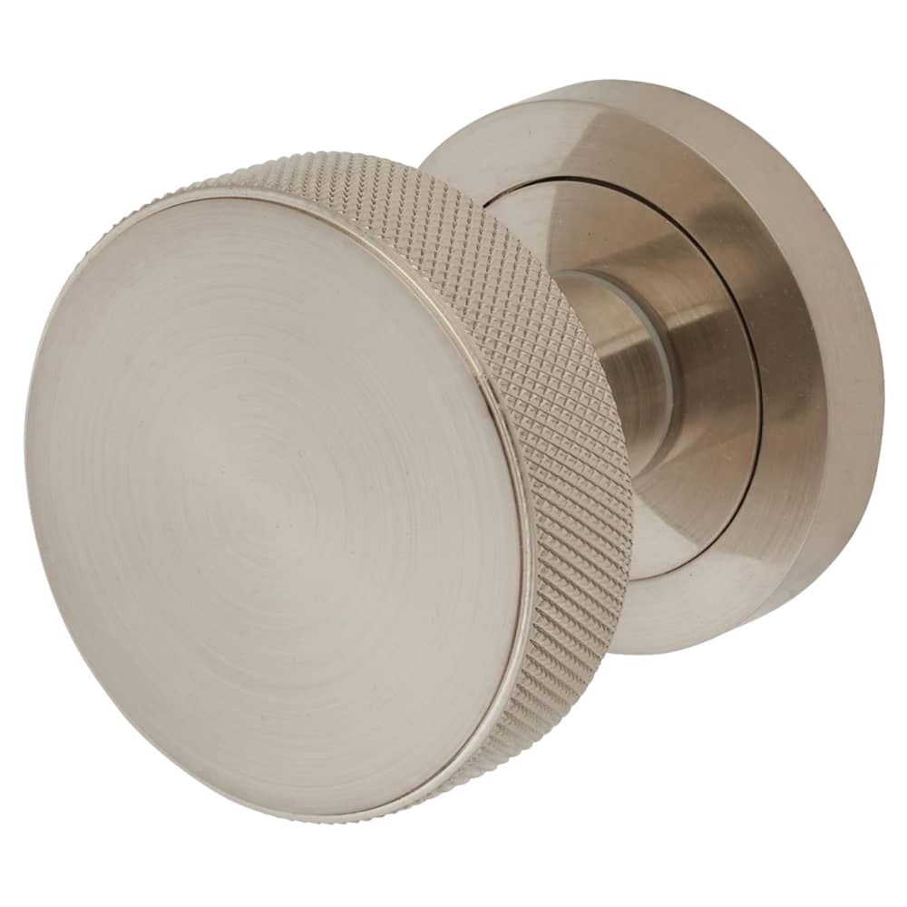 Altro Knurled Mortice Door Knob - 52mm Rose Diameter - Satin Nickel