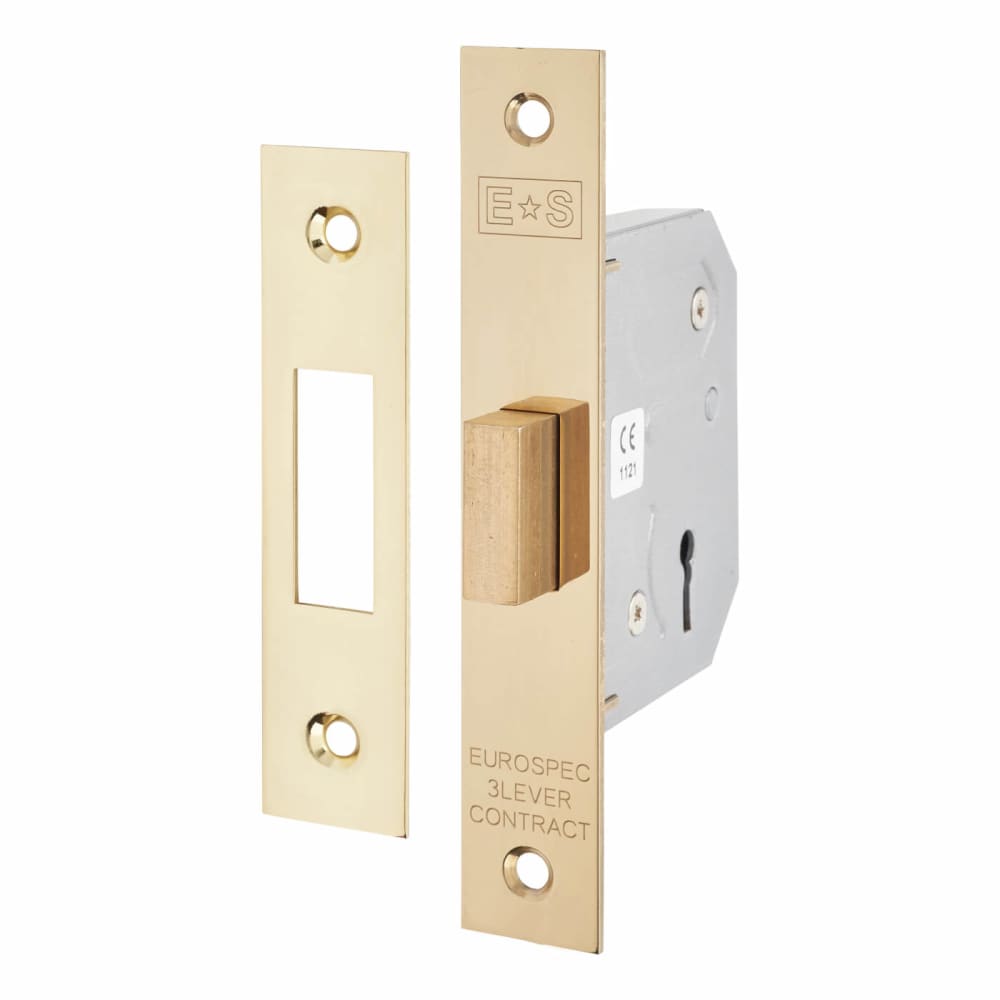 Touchpoint Contract 3 Lever Deadlock - 64mm Case - 44mm Backset - Polished Brass