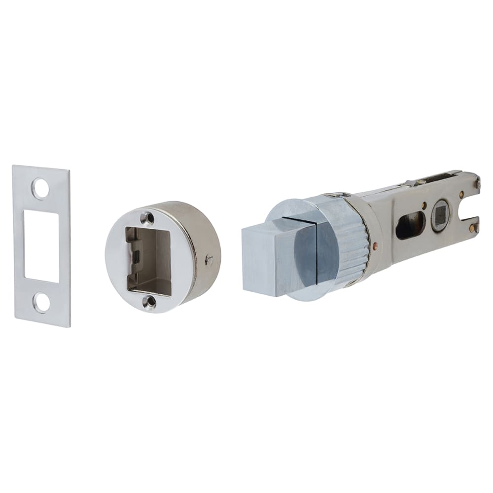 Quick Latch Tubular Bathroom Deadbolt - 71mm Case - 57mm Backset - Round - Polished Chrome