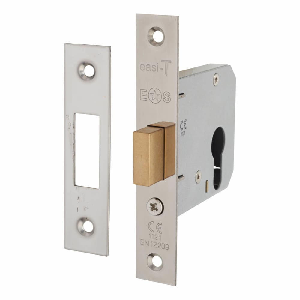 Touchpoint Contract Euro Profile Deadlock - 76mm Case - 57mm Backset - Polished Nickel 