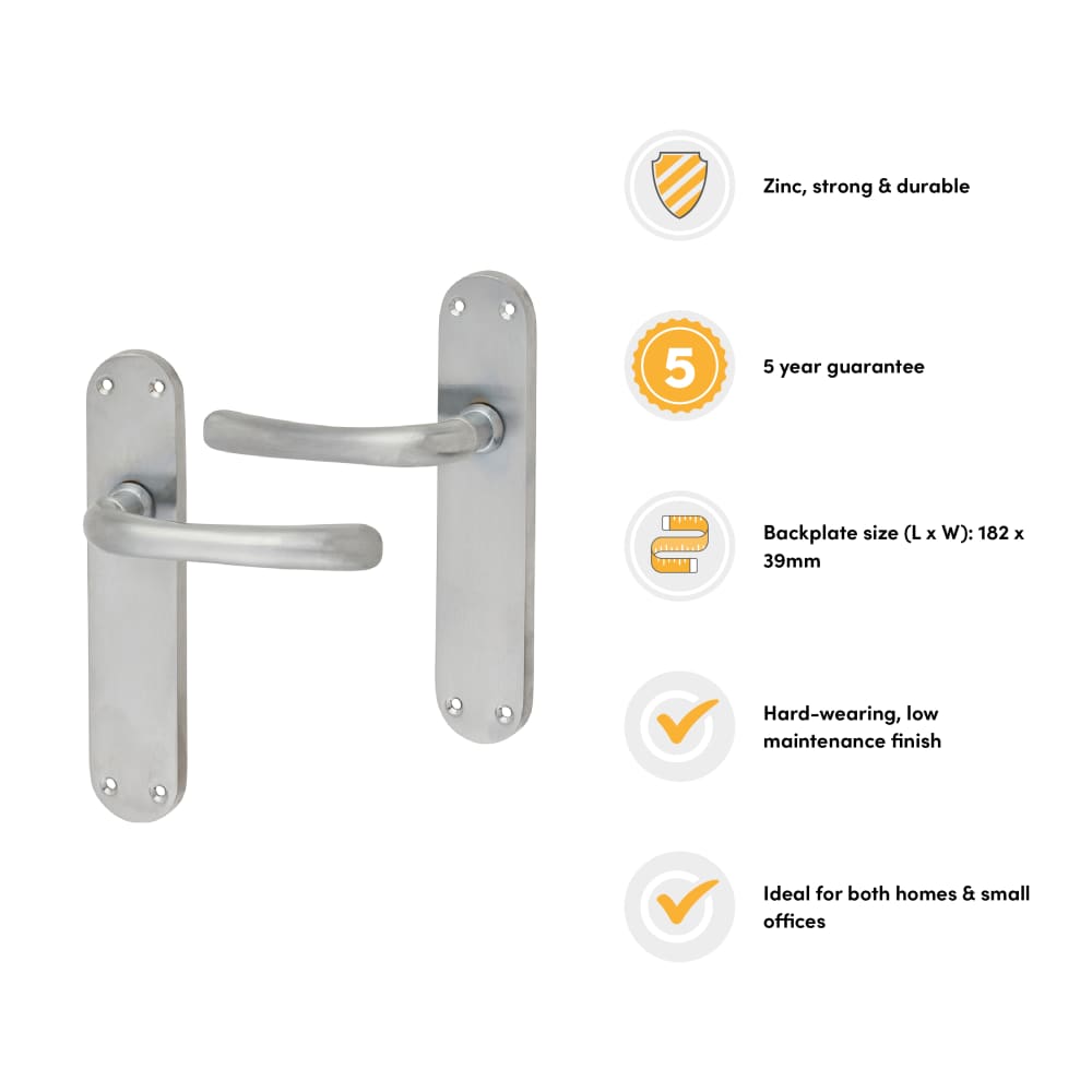 Touchpoint Sassari Latch Door Handle - 182 x 39mm - Satin Chrome