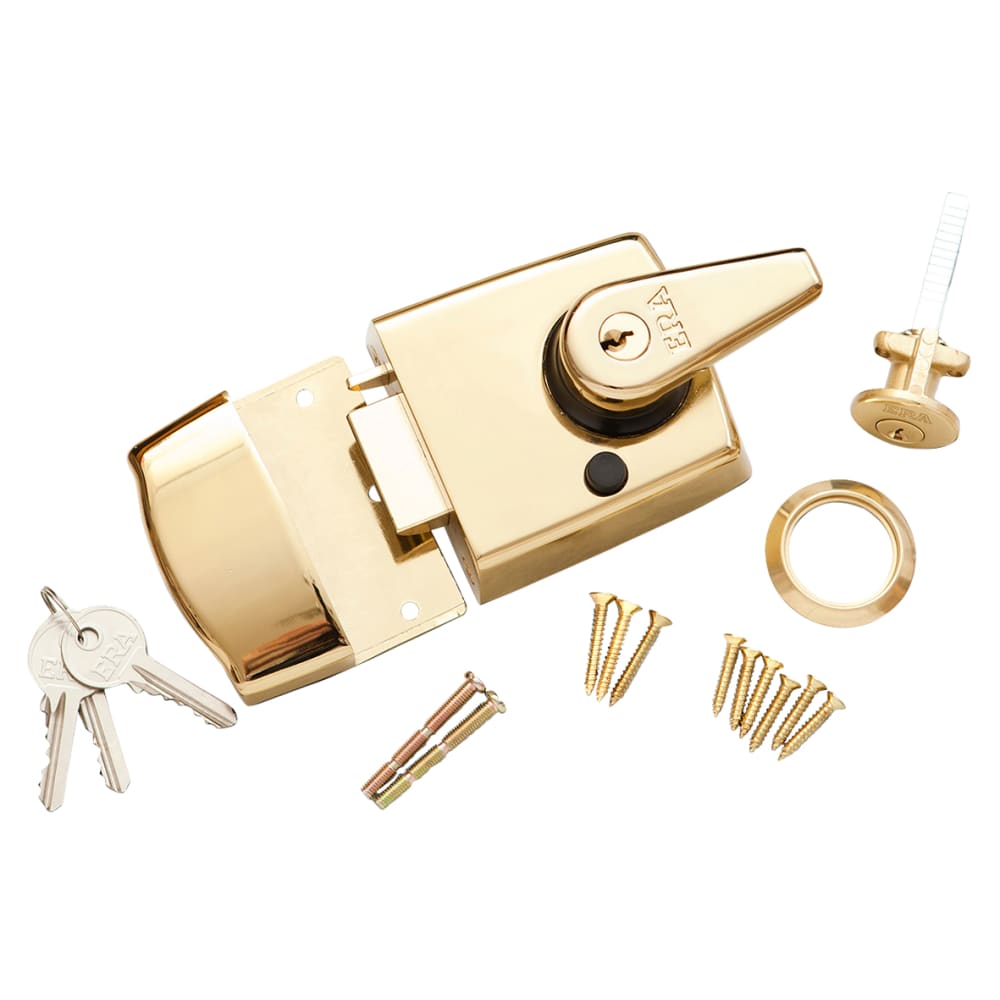 ERA Double Locking Nightlatch - 60mm Backset - Polished Brass Case/Cylinder