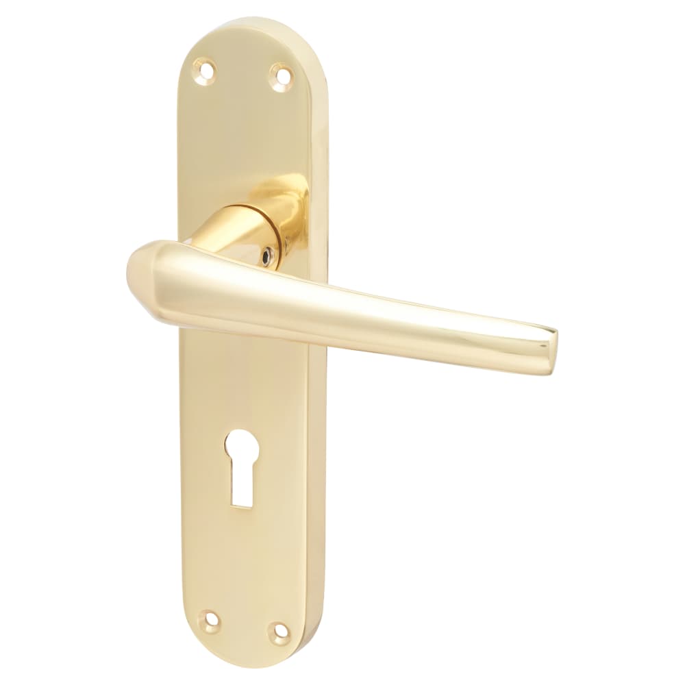Hampstead Naples Lock Door Handle - Keyhole - 182 x 40mm - Polished Brass