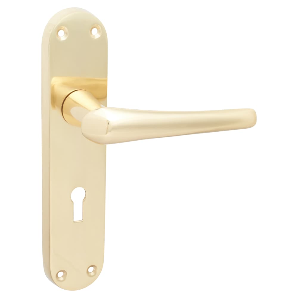 Hampstead Naples Lock Door Handle - Keyhole - 182 x 40mm - Polished Brass