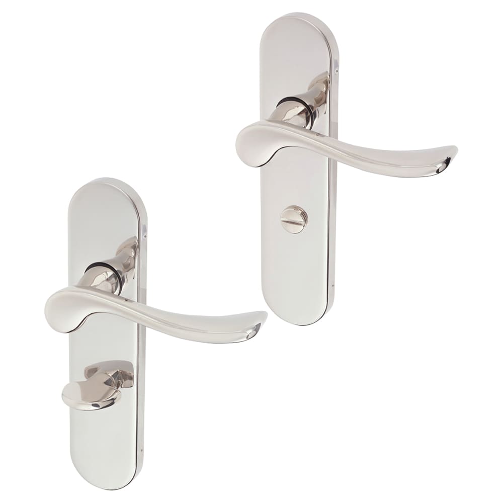 Urfic Berkshire Bathroom Door Handle - 113 x 39mm - Polished Nickel