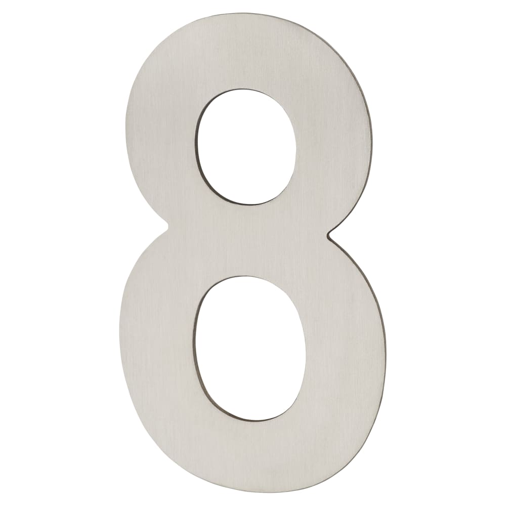 Altro 100mm Concealed Screw Fix Door Numeral - 8 - Satin Stainless Steel