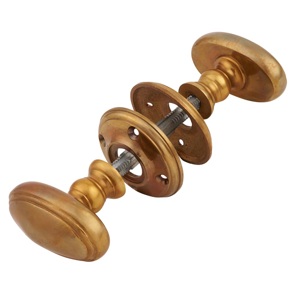 Hampstead Georgian Oval Mortice/Rim Door Knob - 60mm Rose Diameter - Aged Brass