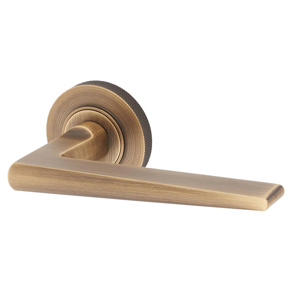 Burlington BUR10 by Frelan Mayfair Door Handle on Knurled Rose - Antique Brass