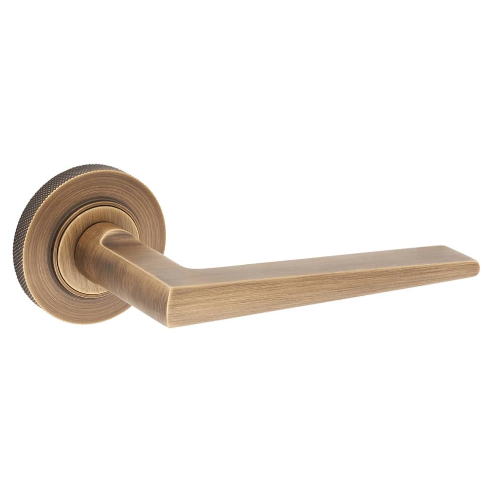 Burlington BUR10 by Frelan Mayfair Door Handle on Knurled Rose - Antique Brass