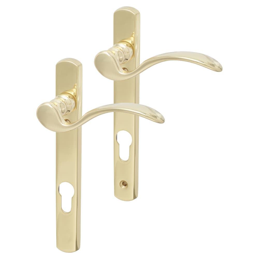 Carlisle Brass - uPVC/Timber - Scroll Multipoint Lock Lever/Lever - 92mm  C/C - RH - Polished Brass, IronmongeryDirect