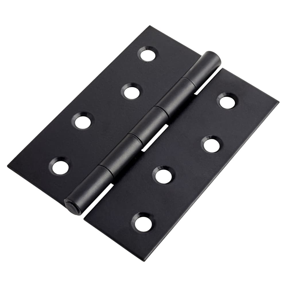 Touchpoint Steel Butt Door Hinge - 100 x 75 x 1mm - Matt Black - Pair
