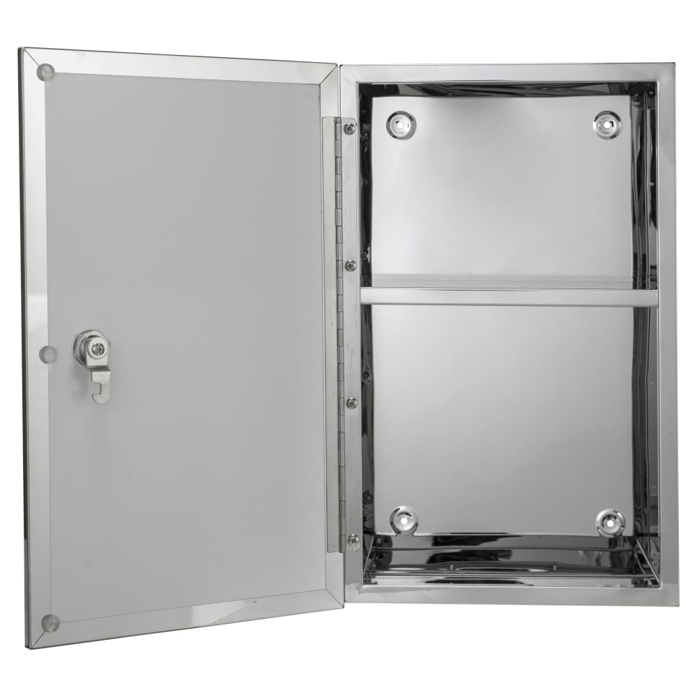 Croydex Trent Lockable Medicine Cabinet - 400 x 250 x 130mm - Stainless Steel