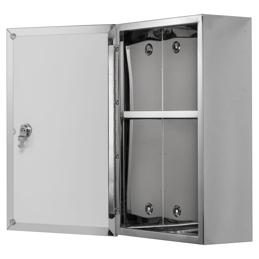 Croydex Trent Lockable Medicine Cabinet - 400 x 250 x 130mm - Stainless Steel