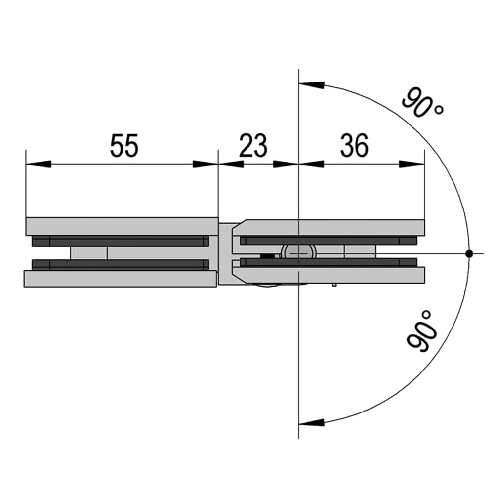 Bohle Bilbao Select Glass to Glass Shower Hinge - 180° - 8-12mm Glass - Matt Black