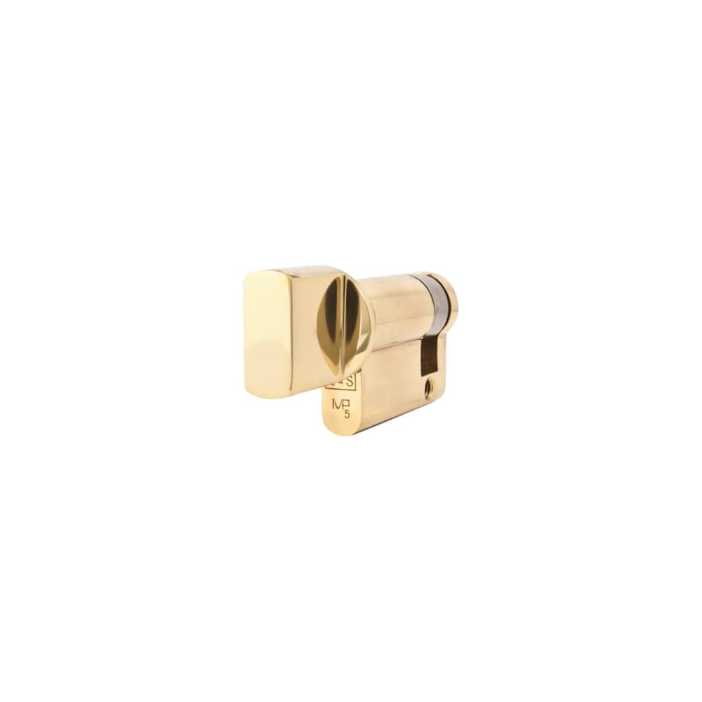 Eurospec 5 Pin 45mm Euro Single Thumbturn Cylinder - 35mm Turn + 10mm - Pol Brass - Keyed Differ