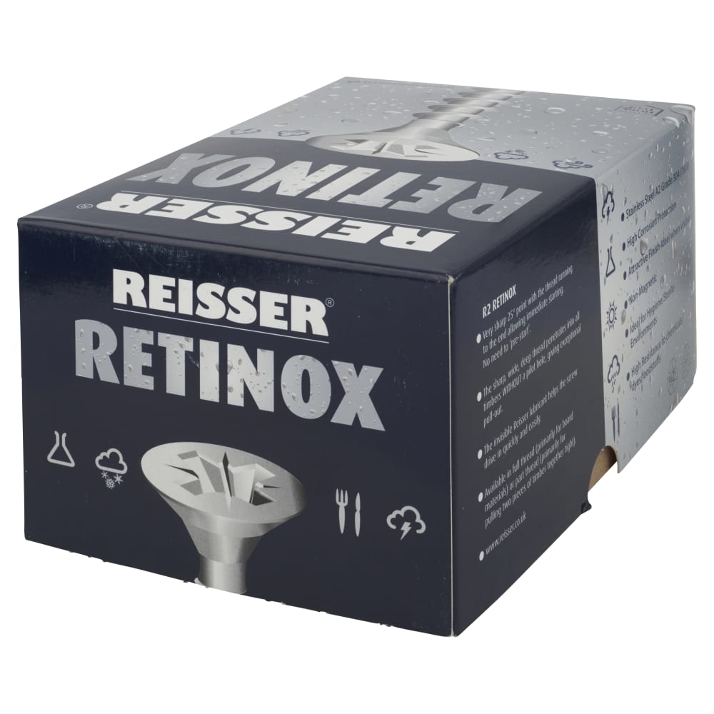 Reisser R2 Retinox Pozi Countersunk Wood Screws - 5.0 x 80mm - A2 Stainless Steel - Pack of 200