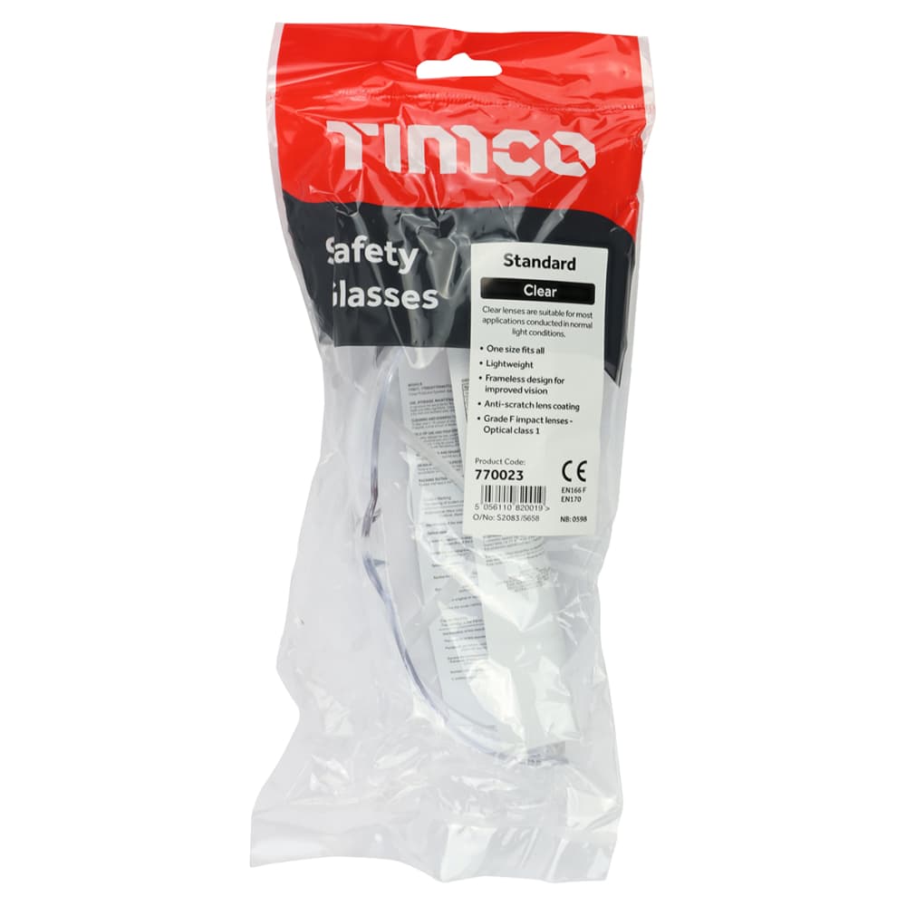 TIMCO Standard Safety Glasses - EN166 - Clear