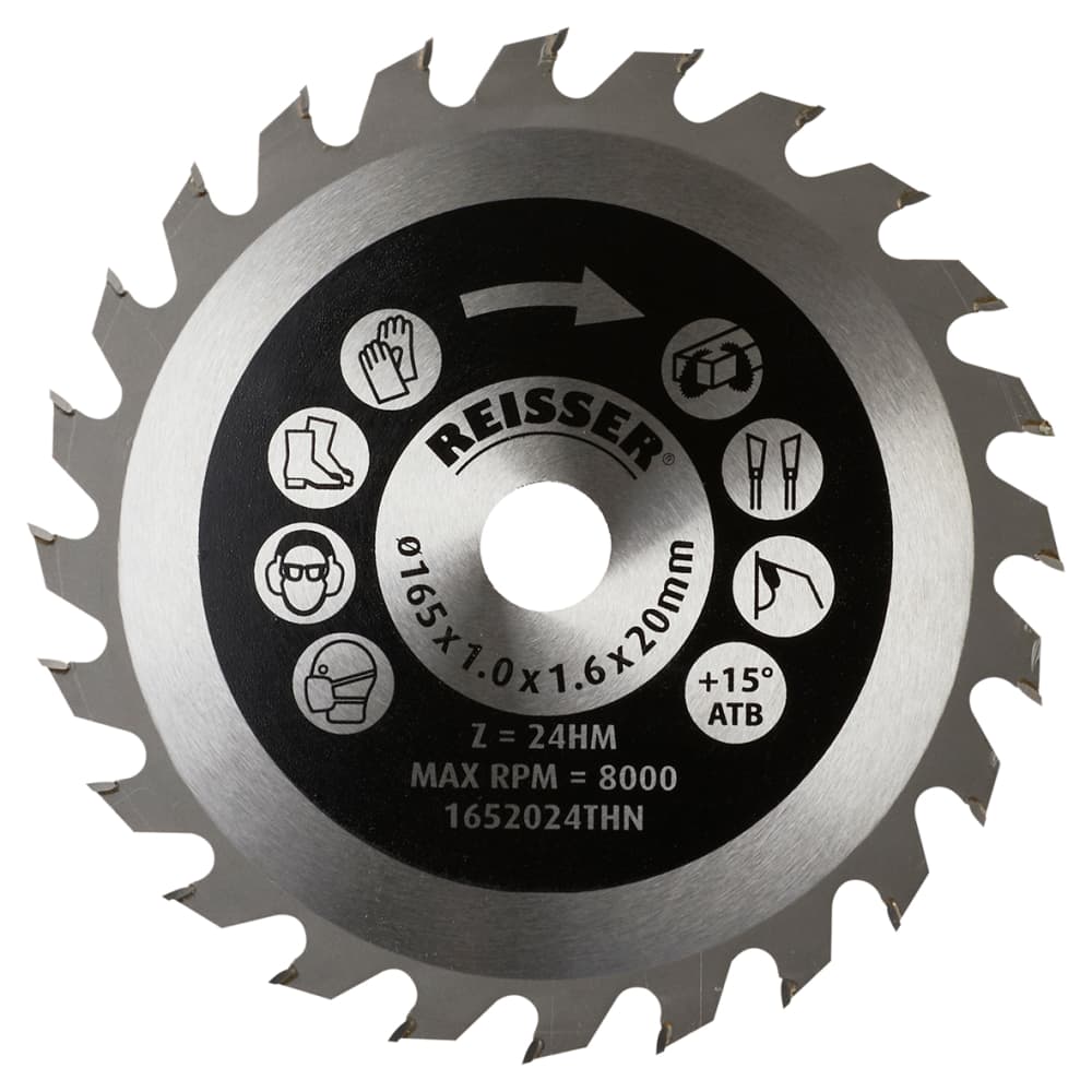 Reisser TCT Circular Saw Blade - 165 x 20mm - 24T - Wood - Thin Kerf