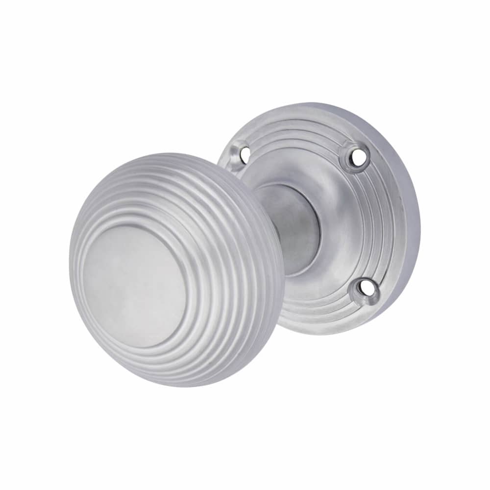 Altro Reeded Beehive Mortice Door Knob - 60mm Rose Diameter - Satin Chrome