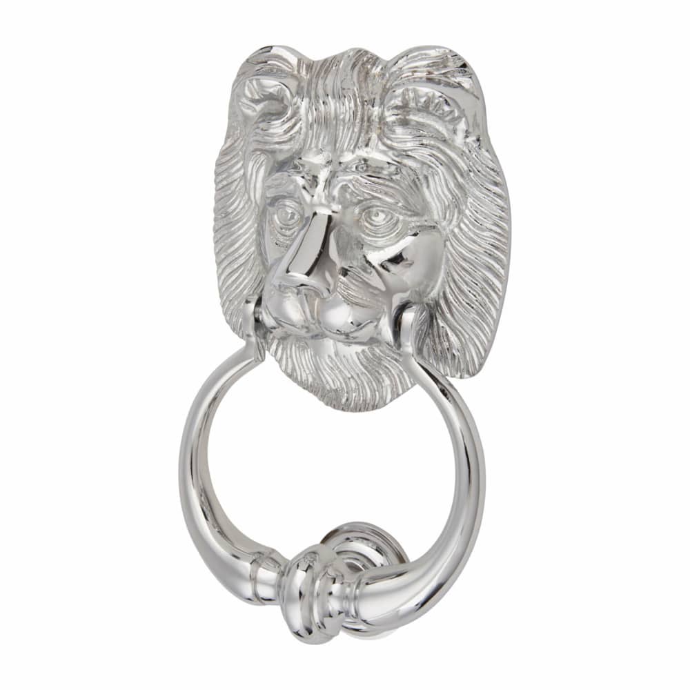 Altro Lion Door Knocker - 177 x 102mm - Polished Chrome