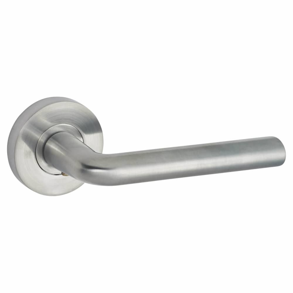 Jigtech Riva Door Handle on Rose - Satin Chrome