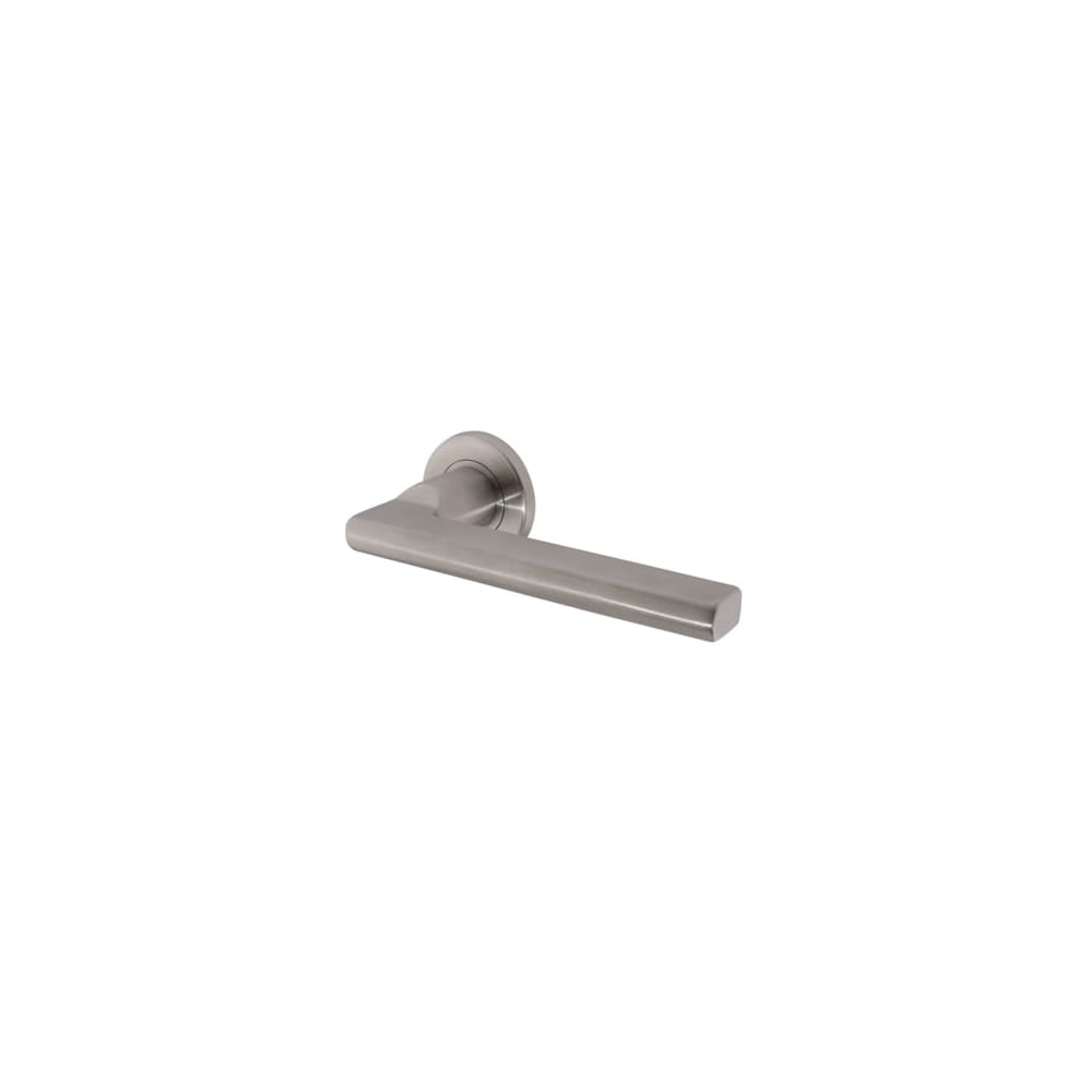Hampstead Door Handle on Rose - Satin Stainless Steel