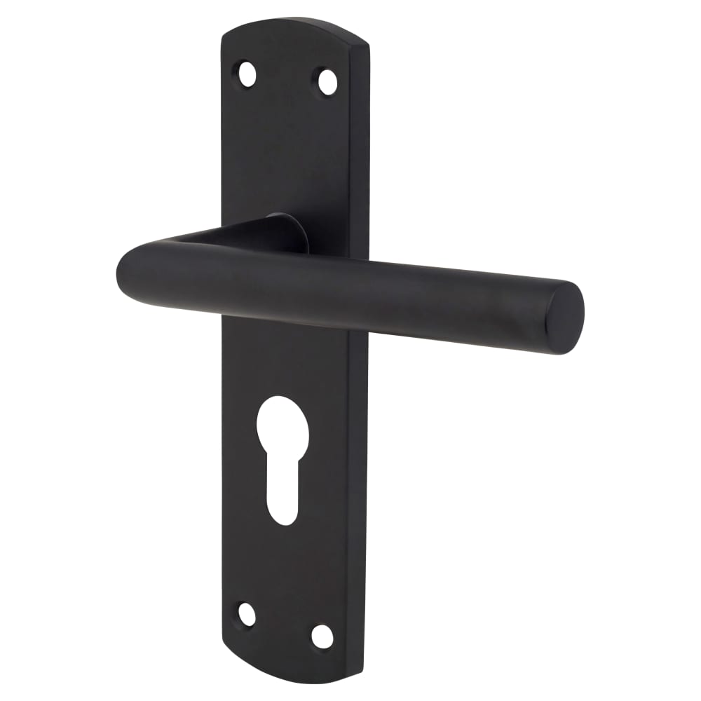 Altro Mitred Lock Door Handle - Euro - 172 x 44mm - Matt Black 