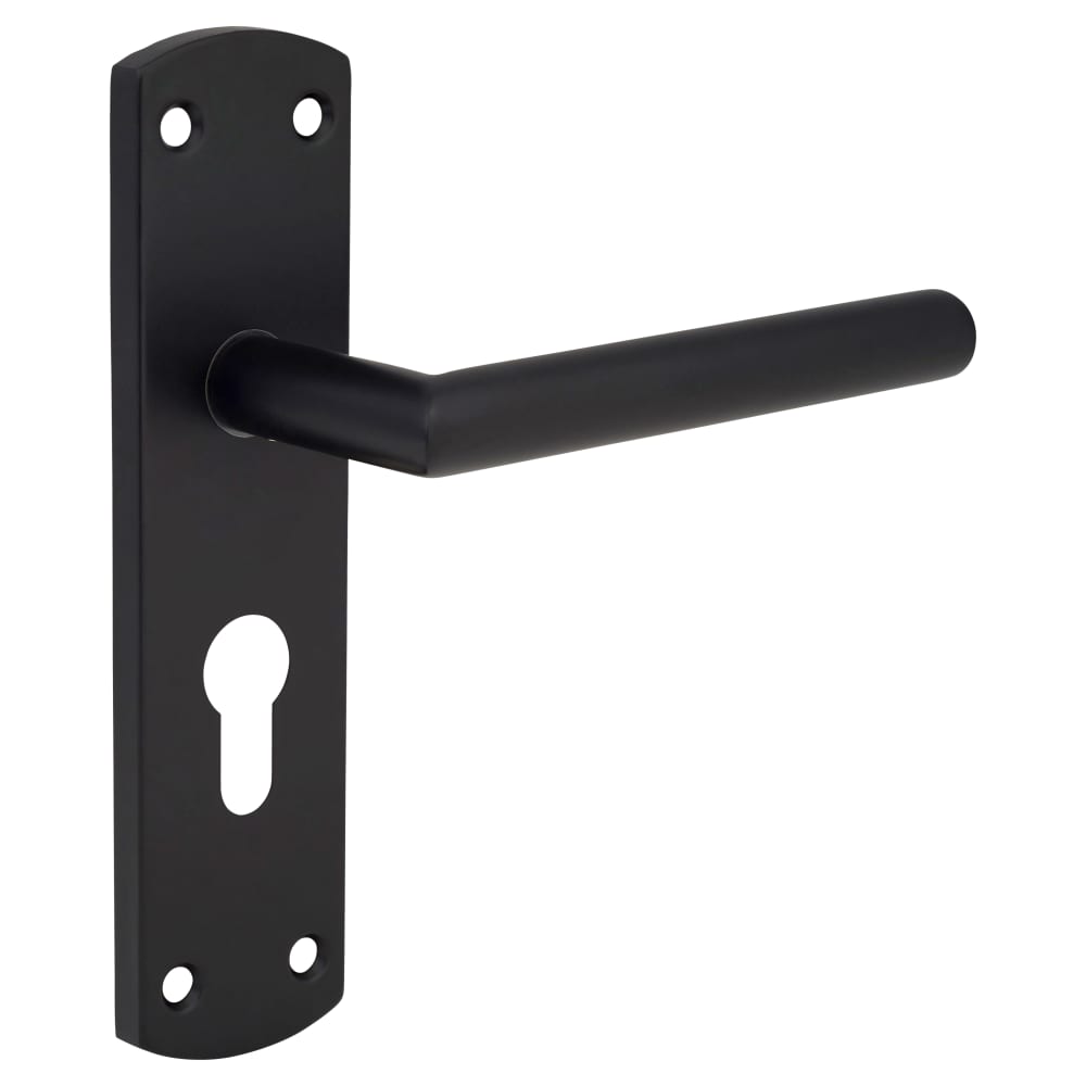Altro Mitred Lock Door Handle - Euro - 172 x 44mm - Matt Black 