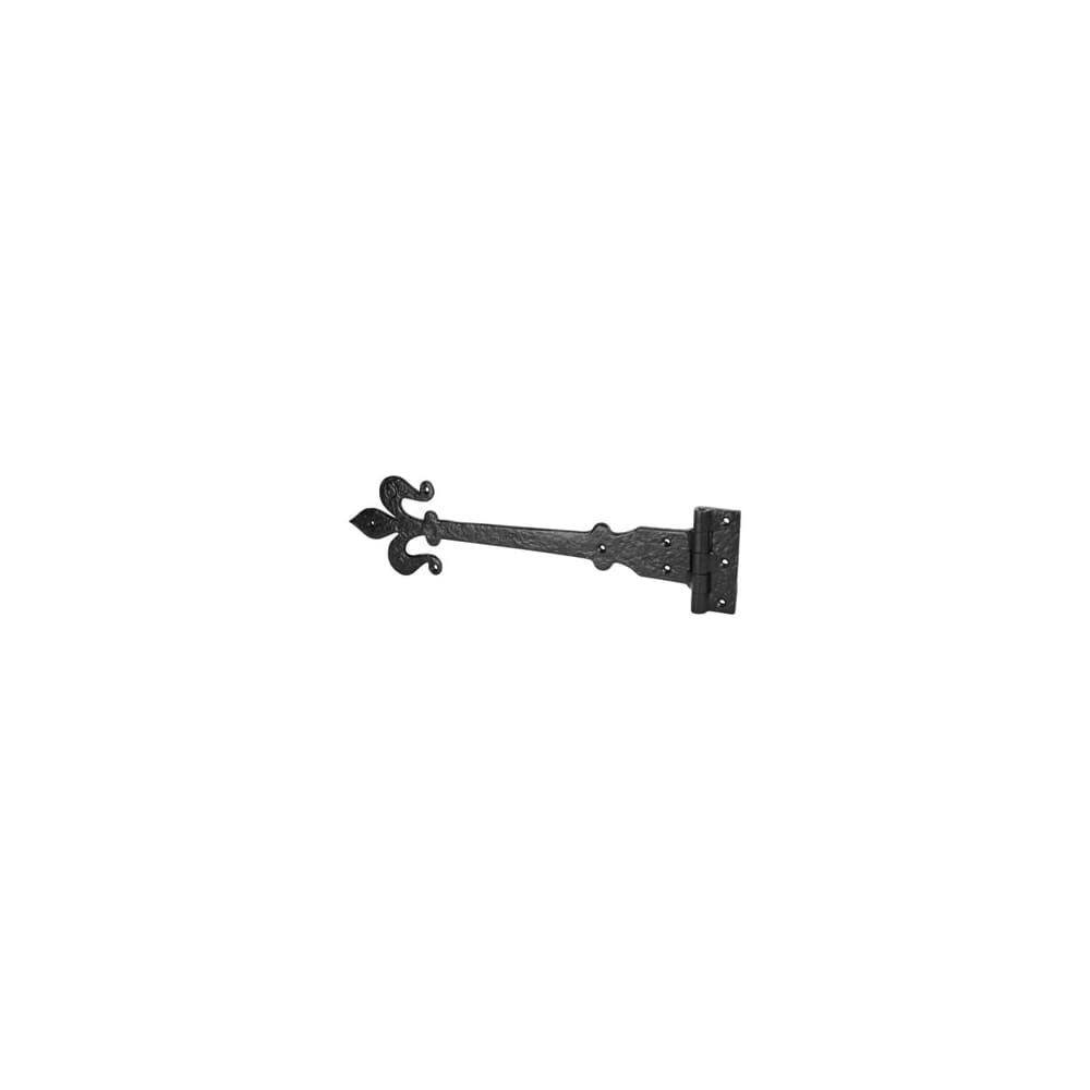Olde Forge Fleur de Lys Door Tee Hinge - 463 x 120mm - Antique Black Iron - Pair