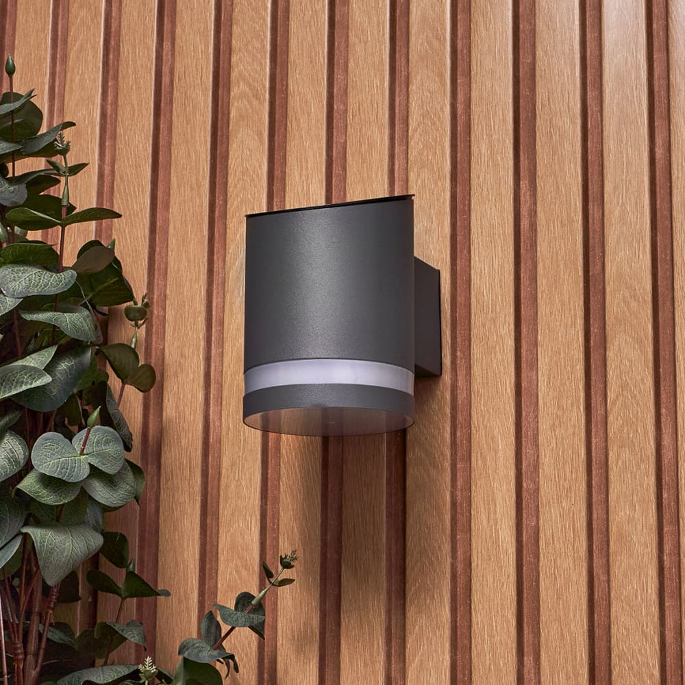 Forum Zink Trimdon 2W LED Solar Outdoor Down Wall Light - IP44 - 3000K Warm White - Anthracite