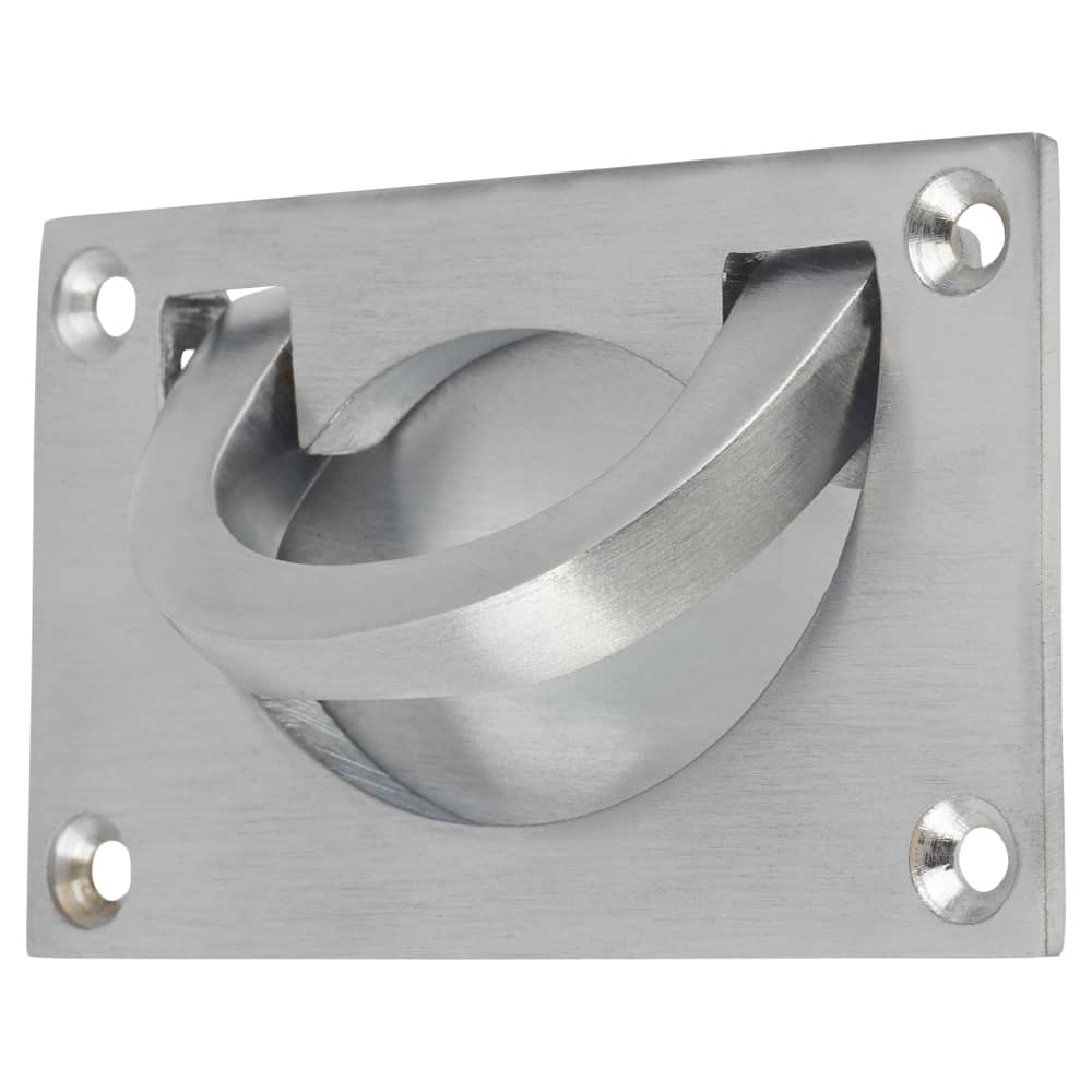 Altro Flush Chest Drawer Cabinet Pull Handle - 75 x 45mm - Satin Chrome