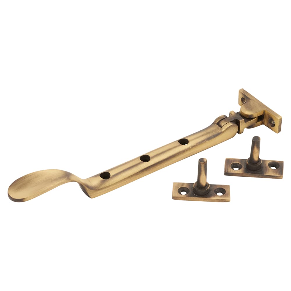 Altro Cast Victorian Casement Window Stay - 8"/200mm Length - Antique Brass