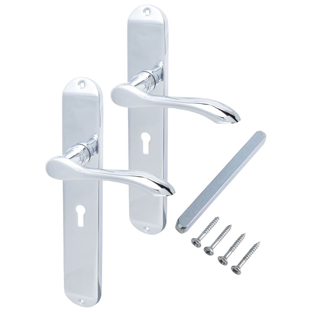 Hampstead Altea Lock Door Handle - Keyhole - 240 x 41mm - Polished Chrome